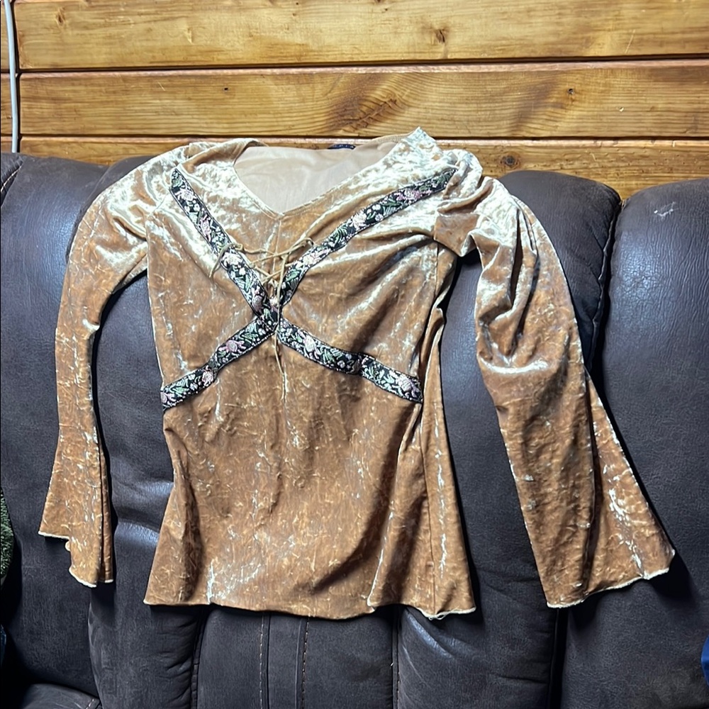 Embellished Fitted Brown Blouse